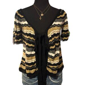 black & beige striped babydoll cardigan